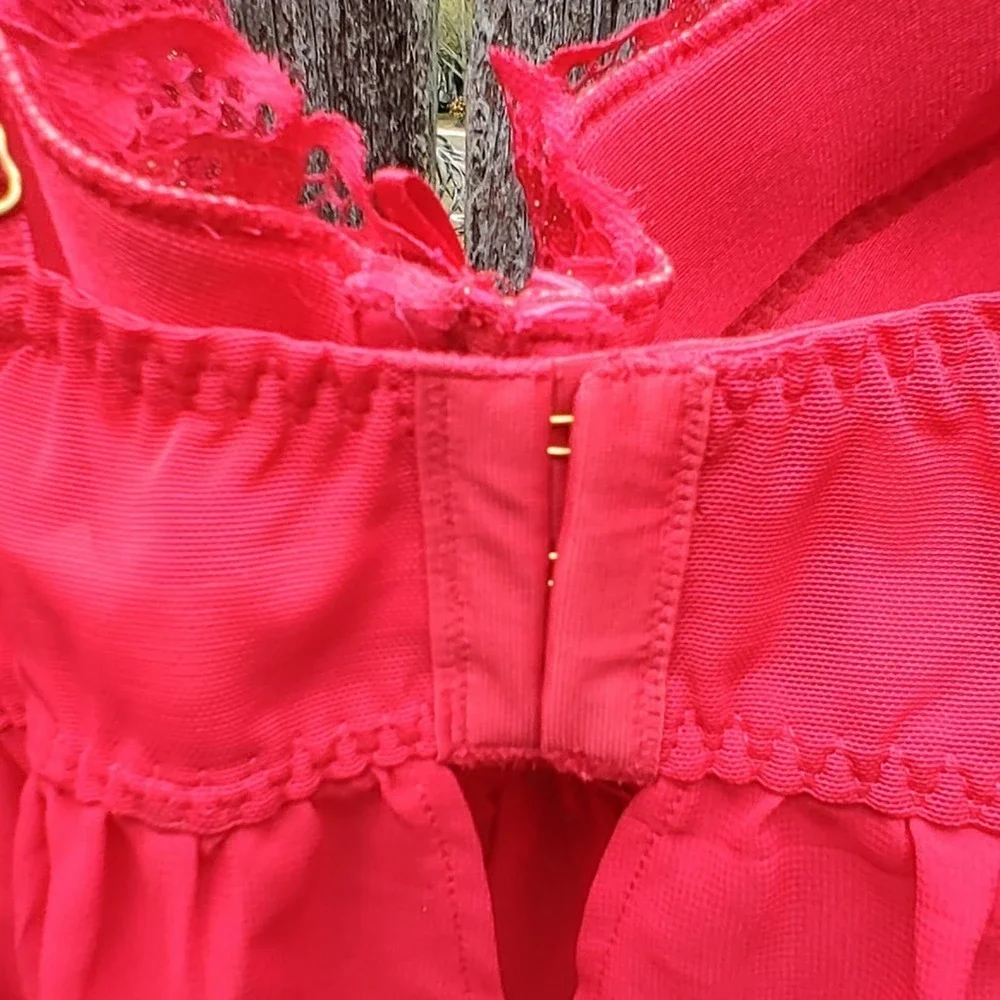 CACIQUE Plus Size Teddy Underwire Red Lace Nightie Babydoll Lingerie 42DDD NWOT - Picture 8 of 12